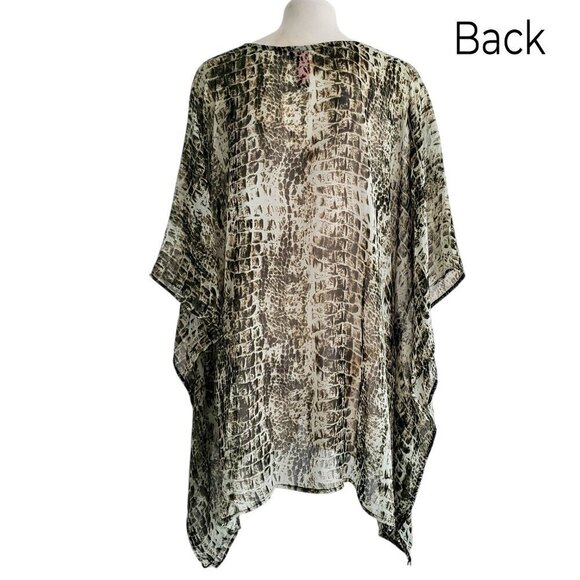 Snakeskin Animal Print Kimono Top Sheer Artsy Coverup with Loads of Style! OS - Picture 3 of 16
